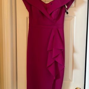 NWT STUNNING FUSCIA RUCHED DRESS, VERY SLIMMING AND FLATTERING!!